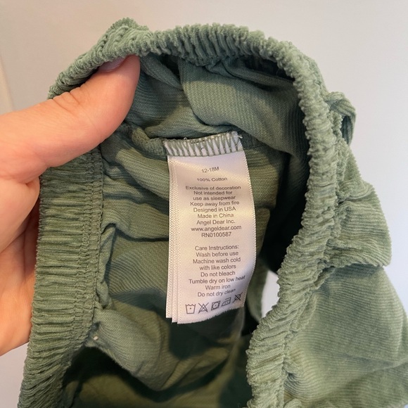 Angel Dear Baby Green Corduroy Pinafore Dress Floral Peter Pan Onesie Bloomer - Picture 8 of 15